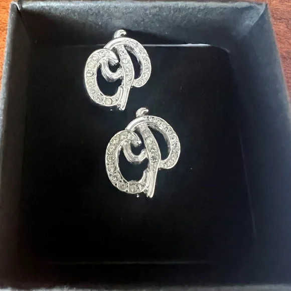 Christian Dior CD Logo Clip-on Earrings with COA- EUC - Picture 2 of 9